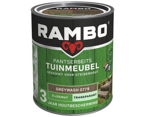 RAMBO Pantserbeits Tuinmeubel zijdemat transparant greywash 750 ml Rambo tuinmeubelbeits Greywash 0779