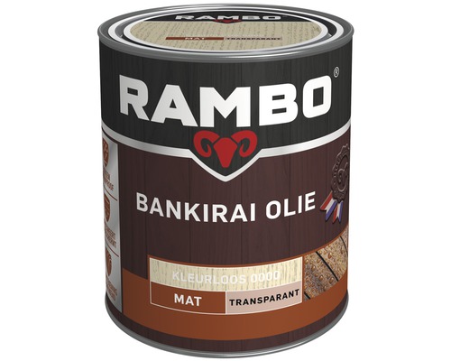 RAMBO Bangkirai olie transparant mat kleurloos 750 ml Rambo Bankirai olie blik, kleurloos, mat