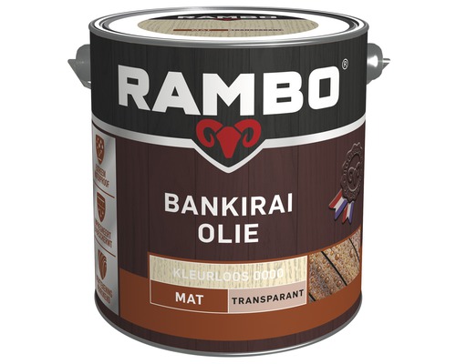 RAMBO Bangkirai olie transparant mat kleurloos 2,5 l Rambo Bankirai olie, kleurloos, mat