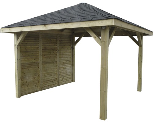 Houten tuinpaviljoen met dak en zijwand