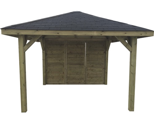 Houten paviljoen met dak