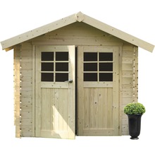Houten tuinhuis met dubbele deur en ramen