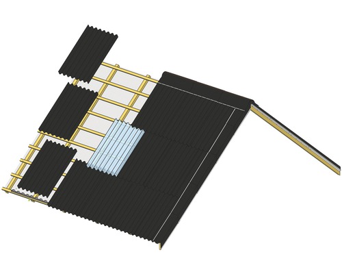 Aanzicht van een dak met golfplaten