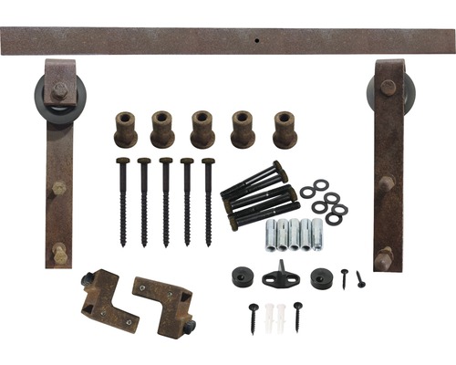 Schuifdeur beslagset met rail, wielen, schroeven en accessoires