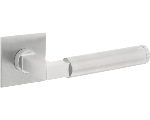 INTERSTEEL Deurkruk paar Bau-Stil op vierkant magneet rozet RVS geborsteld Roestvrijstalen deurklink met vierkante rozet