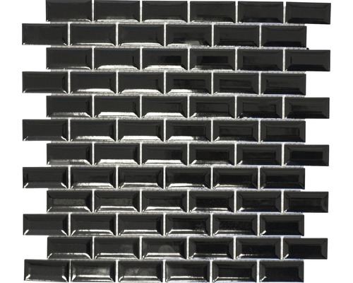 Mozaïektegel keramisch Brick Bond Diamand zwart 30x30 cm