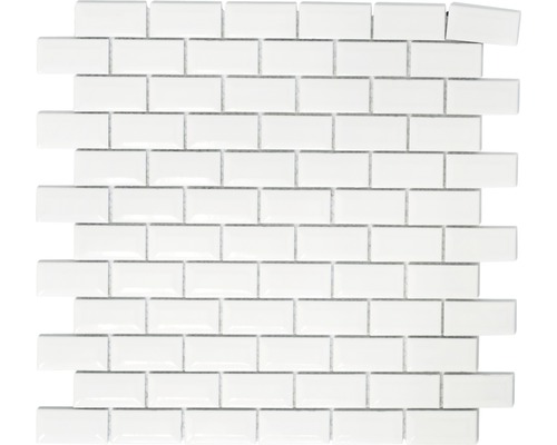 Mozaïektegel keramisch Brick Bond Diamand wit 30x30 cm Witte keramische mozaïektegels in rechthoekig formaat