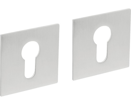 INTERSTEEL Rozet vierkant magneet met profielcilindergat RVS geborsteld, 2 stuks Twee sleutelplaten van roestvrij staal met sleutelgat