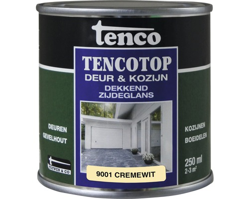 TENCO Tencotop Deur & Kozijn dekkend zijdeglans RAL 9001 250 ml Tenco Tencotop deur- en kozijnverf, zijdeglans, 250 ml