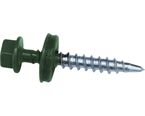 PRECIT schroeven 4,8 x 35 mm RAL 6020 chroomoxidegroen pak 50 stuks Dakpanplaatschroef met zeskantkop