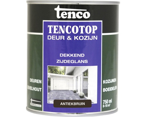 TENCO Tencotop Deur & Kozijn dekkend zijdeglans antiekbruin 750 ml Tenco Tencotop lak voor deuren en kozijnen, zijdeglans, 750 ml