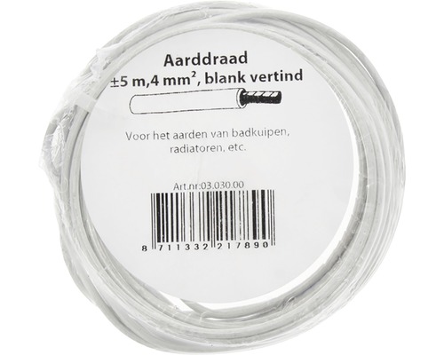 Aardedraad, vijf meter, vier vierkante millimeter, blank vertind