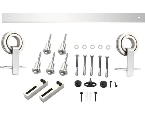 Schuifdeur beslagset met rail, rollen en bevestigingsmateriaal