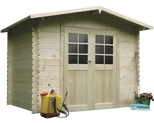Houten tuinhuis met dubbele deur en ramen