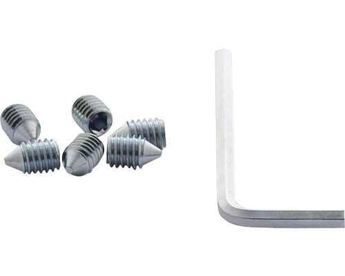 INTERSTEEL Krukboutje M6x9 conisch binnenzeskant, 6 stuks met stiftsleutel Stelschroeven met binnenzeskant en binnenzeskantsleutel