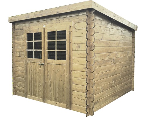 Houten tuinhuis met dubbele deur en ramen