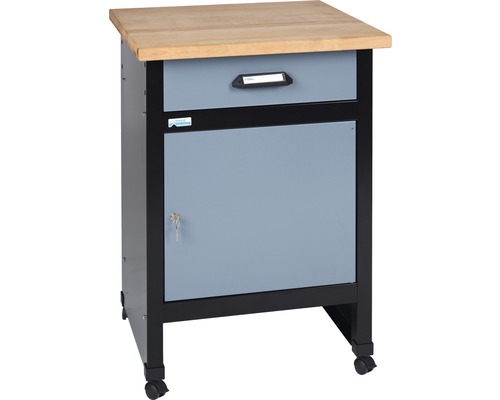 KÜPPER Werkbank 60 cm met wielen zilver-zwart (1 deur, 1 lade) KÜPPER Werkbank 60 cm met wielen zilver-zwart (1 deur, 1 lade)