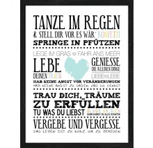 Ingelijste poster met de spreuk Dans in de regen