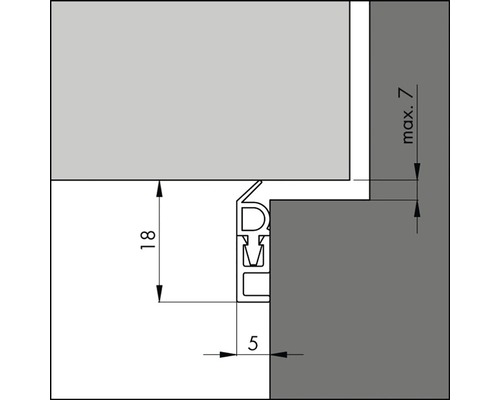Schema van een deurafdichting met maataanduidingen