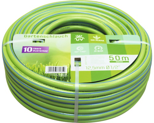 Opgeslagen tuinslang, 50 meter lang, met een diameter van 12,5 millimeter