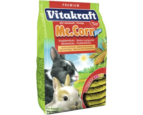 VITAKRAFT Knaagdierensnack McCorn voor dwergkonijnen, 50 gr Vitakraft Mc.Corn Light Premium snacks voor konijnen
