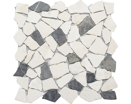 Natuursteen mozaïek CIOT 30/110 beige/antra 30,5 x 30,5 cm Mozaïektegel met natuursteenlook op net