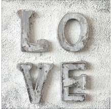 Decoratieve wandplaat met het woord liefde als belettering