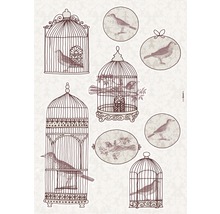 Behang met vogelkooi- en vogelmotieven