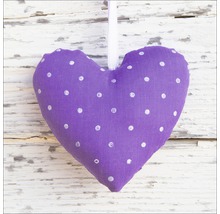 Decoratief stoffen hart met stippenpatroon om op te hangen