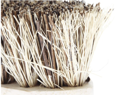 Close-up van een borstel met borstelharen van natuurlijke materialen