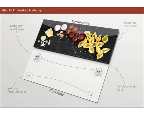 Glazen foto met motief voor- en achterkant, inclusief afstandhouders