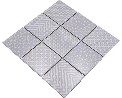 Patroon van vierkante tegels met verschillende geometrische motieven