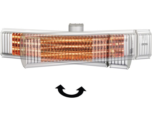 Draaibare terrasverwarmer met verwarmingselementen.