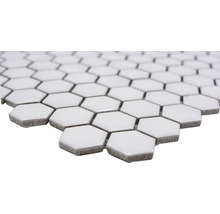 Mozaïektegel keramisch Hexagon uni wit glans 26x30 cm-thumb-1