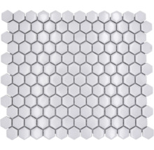 Mozaïektegel keramisch Hexagon uni wit glans 26x30 cm-thumb-0