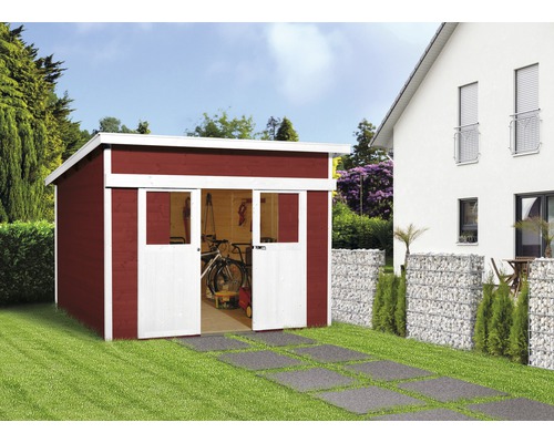 WEKA Blokhut Lugano, rood/wit, 295 x 209 cm