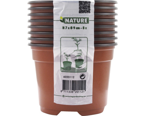 Stapel bruine zaadpotjes, 7 x 9 cm, 8 stuks