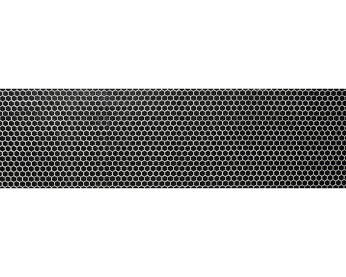 Close-up van zwarte mozaïektegels met zeshoekige vorm