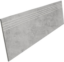 Betonkleurige trap met drie groeven