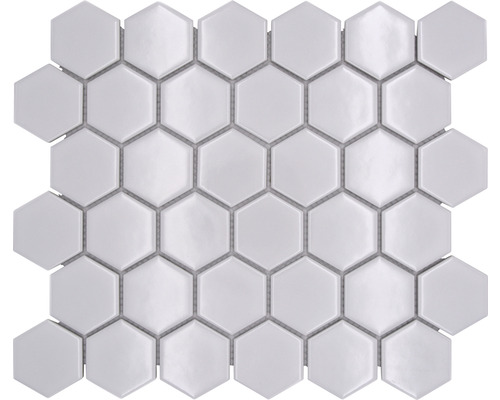 Mozaïektegel keramisch HX 080 hexagon wit glans 32,5x28,1 cm