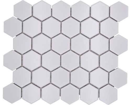Mozaïektegel keramisch HX 085 hexagon wit mat 32,5x28,1 cm Mozaïektegel met zeshoekige elementen