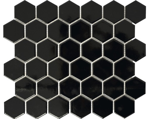 Mozaïektegel keramisch HX 090 hexagon zwart glans 32,5x28,1 cm