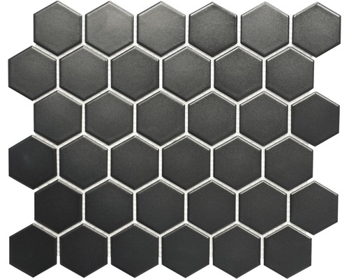 Mozaïektegel keramisch HX 095 hexagon zwart mat 32,5x28,1 cm