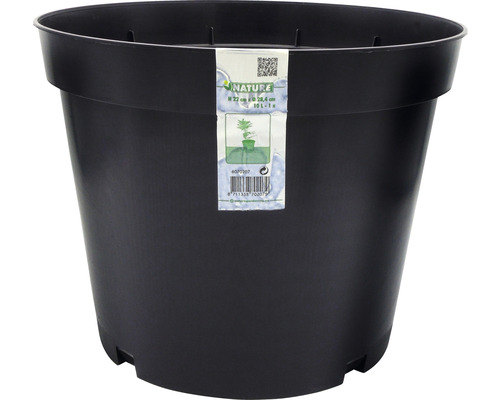 Zwarte plantenpot van kunststof, hoogte 22 cm, diameter 26,4 cm, inhoud 10 liter