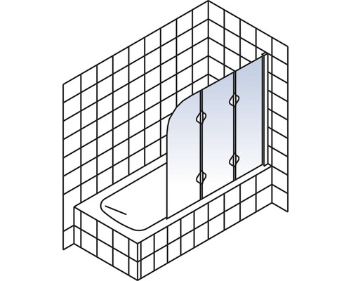 Illustratie van een badkamer met bad en badwand