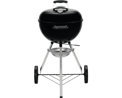 Zwarte kogelbarbecue met deksel, handvat en wielen