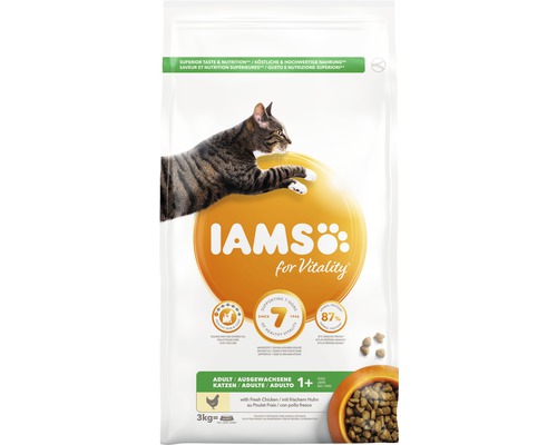 Iams kattenvoer voor volwassen katten met kip, verpakking van 3 kg