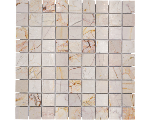 Natuursteen mozaïek MOS 32/2807 beige/goud 30,5x30,5 cm Mozaïektegel van marmer