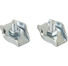 Twee buisklemmen met schroef en moer