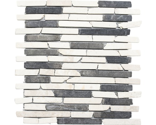 Natuursteen mozaïek MOS Brick 115 beige/antraciet 30,5x30,5 cm Natuursteen mozaïektegel op net